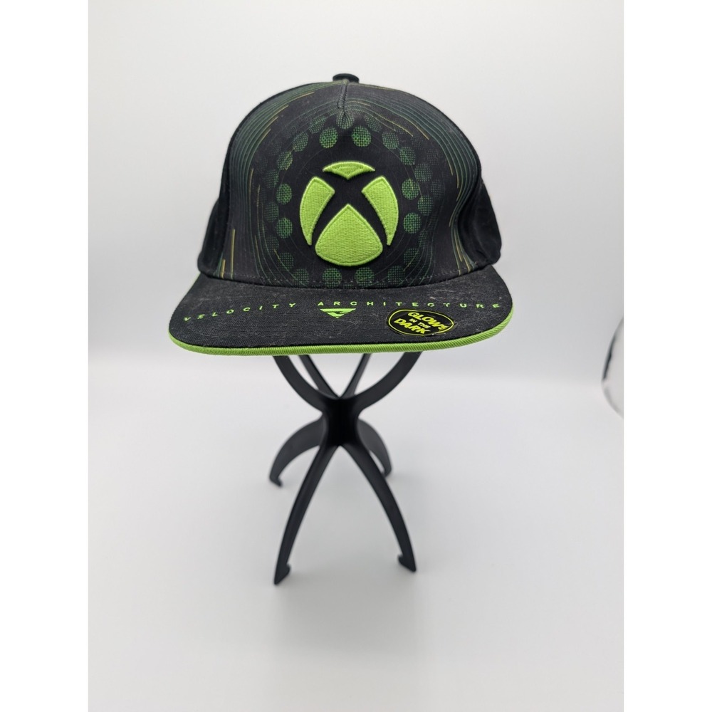 XBOX GEAR Hat Velocity Architecture Glow-in-the-Dark Snap Back Black Cap NEW‎
